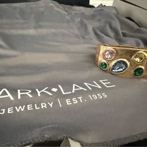 Gold Cuff Bracelet with Multicolored Gemstones